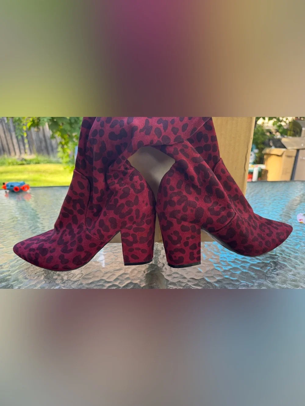Torrid Red and Black Leopard Over-the-Knee Block Heel Boots